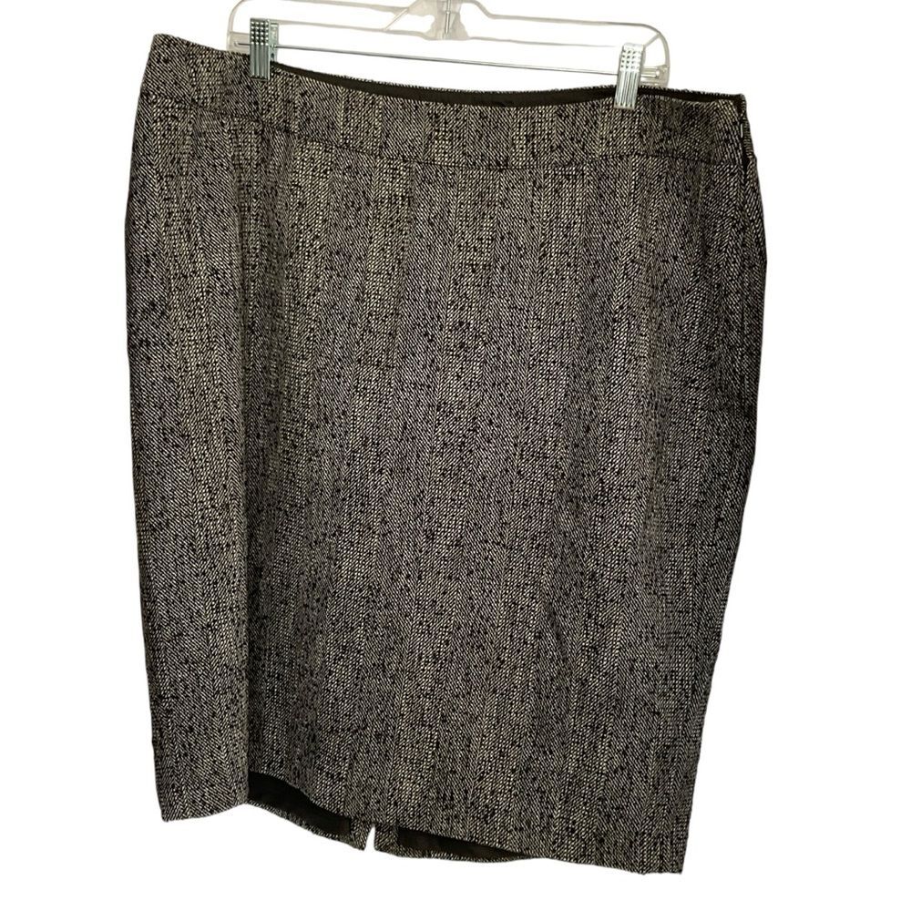 Lane Bryant Black White Wool Blend Fully Lined Tweed Pencil Skirt Size 18